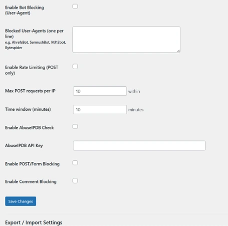 Form Blocking Screenshot