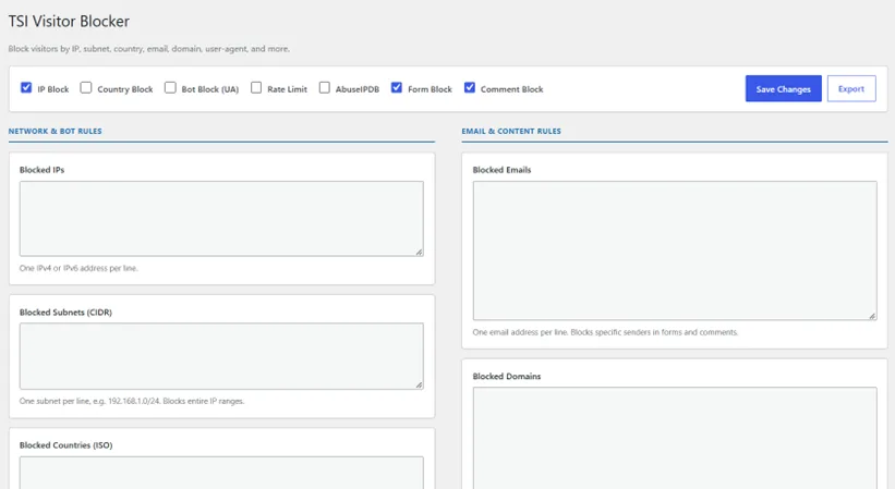 Form Blocking Screenshot
